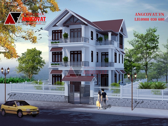 Mẫu thiết kế nhà 3 tầng mái thái 120m2 - Hình 6