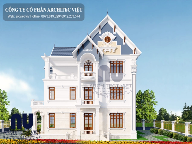 Mẫu thiết kế nhà 3 tầng mái thái 120m2 - Hình 7