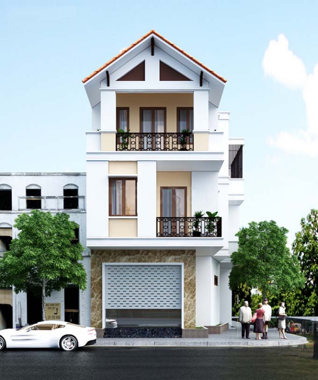 Thiết kế nhà 3 tầng 2 mặt tiền đẹp - Hình 1