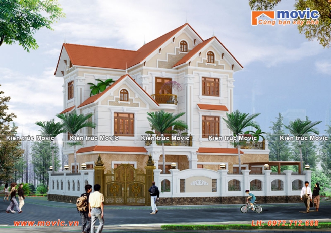 Mẫu thiết kế nhà 3 tầng mái thái 2 mặt tiền - Hình 3