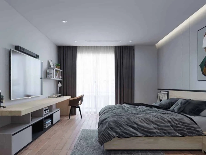 Thiết kế nội thất phòng ngủ căn nhà 4 tầng 4x17m