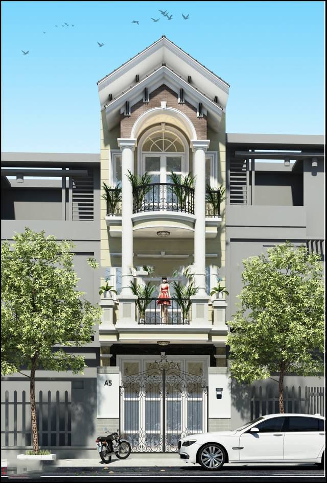 Thiết kế nhà 4 tầng bán cổ điển