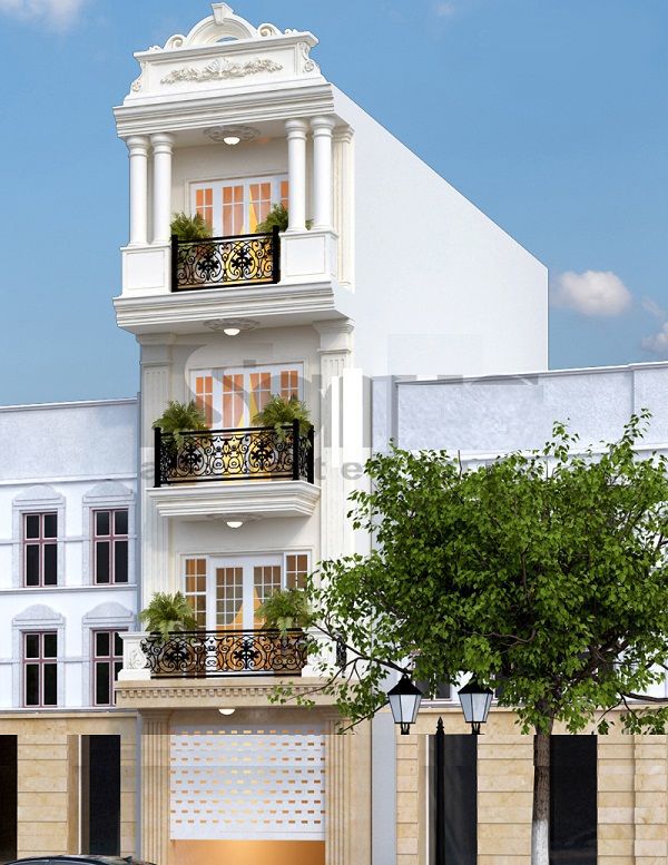 Mẫu nhà 4 tầng kiến trúc Pháp