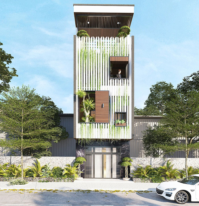 Thiết kế nhà 3 tầng có mặt tiền 6m với không gian mở