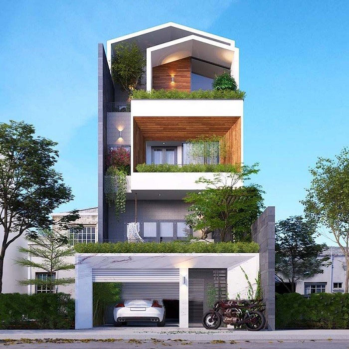 Nhà 3 tầng mặt tiền 6m với không gian xanh