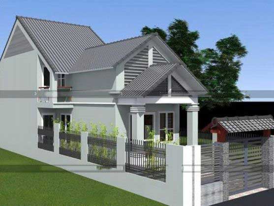 Thiết kế nhà cấp 4 mái thái 5×20 có gác lửng hiện đại