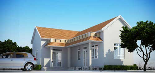Thiết kế nhà cấp 4 mái thái hình chữ l đẹp - Hình 1