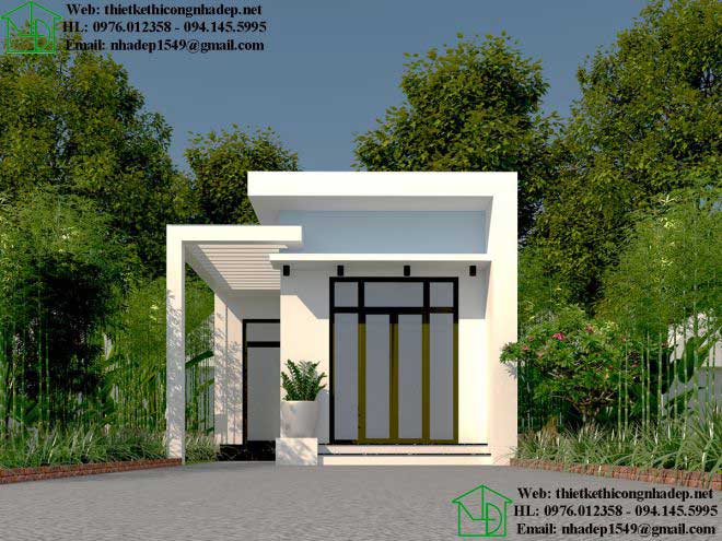 Mẫu nhà cấp 4 mái tôn diện tích 66m2 