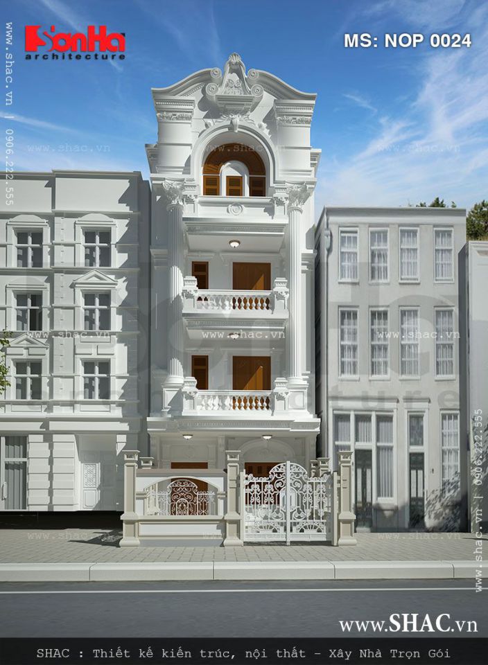 Thiết kế nhà 4 tầng kiểu pháp đẹp