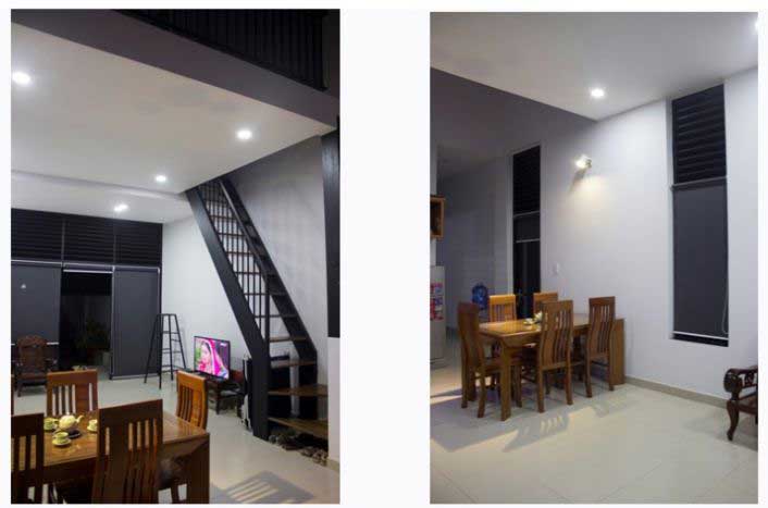 Không gian phòng khách nhà phố 2 tầng