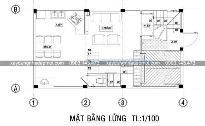 Bản vẽ thiết kế nhà phố 3 tầng đẹp - Hình 2