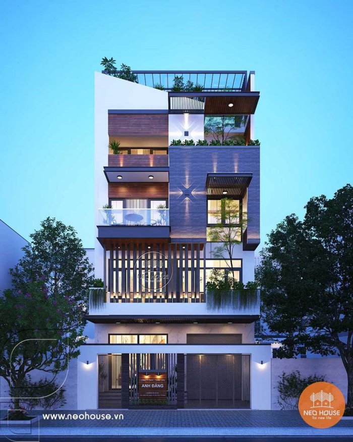 Mẫu nhà phố đẹp 4 tầng kết hợp kinh doanh