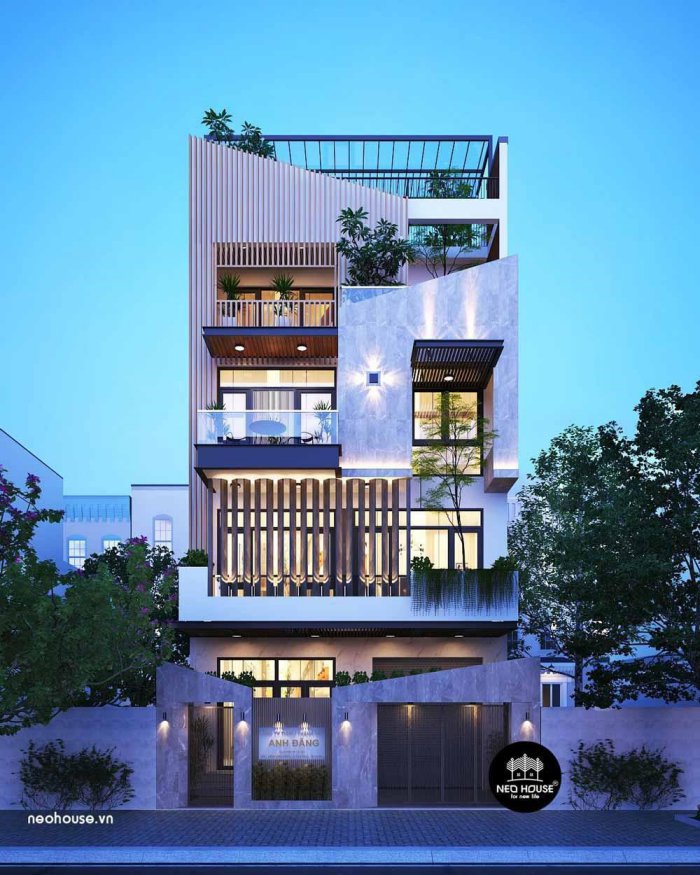Mẫu nhà phố đẹp 4 tầng mặt tiền 8m