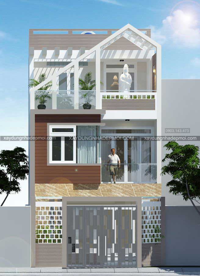 Nhà phố 3 tầng trên mảnh đất nhỏ 5,8×5,9 - Hình 1