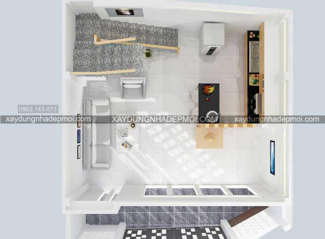 Nhà phố 3 tầng trên mảnh đất nhỏ 5,8×5,9 - Hình 3