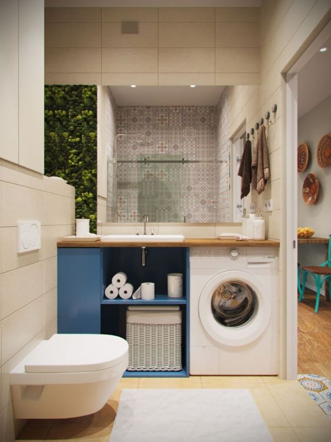 mẫu thiết kế nhà vệ sinh có máy giặt