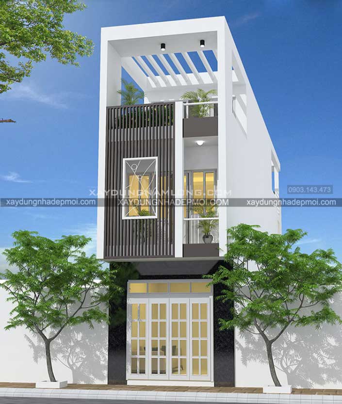 Thiết kế nhà phố 2 mặt tiền hiện đại - Hình 1