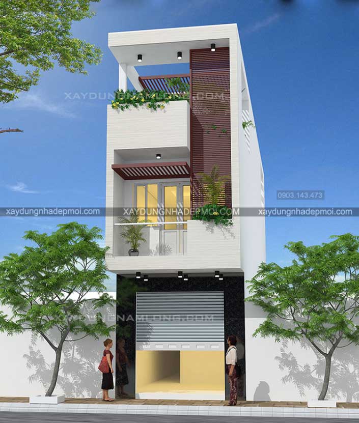 Thiết kế nhà phố 2 mặt tiền hiện đại - Hình 2